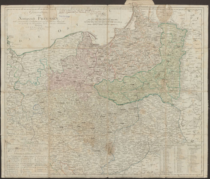 Prūsijos karalystės žemėlapis“ (LMAVB RSS K-874), sudarytas D. F. Zocmano (Sotzmann), spausdintas Niurnberge 1804 metais. LMAVB RSS, K-874